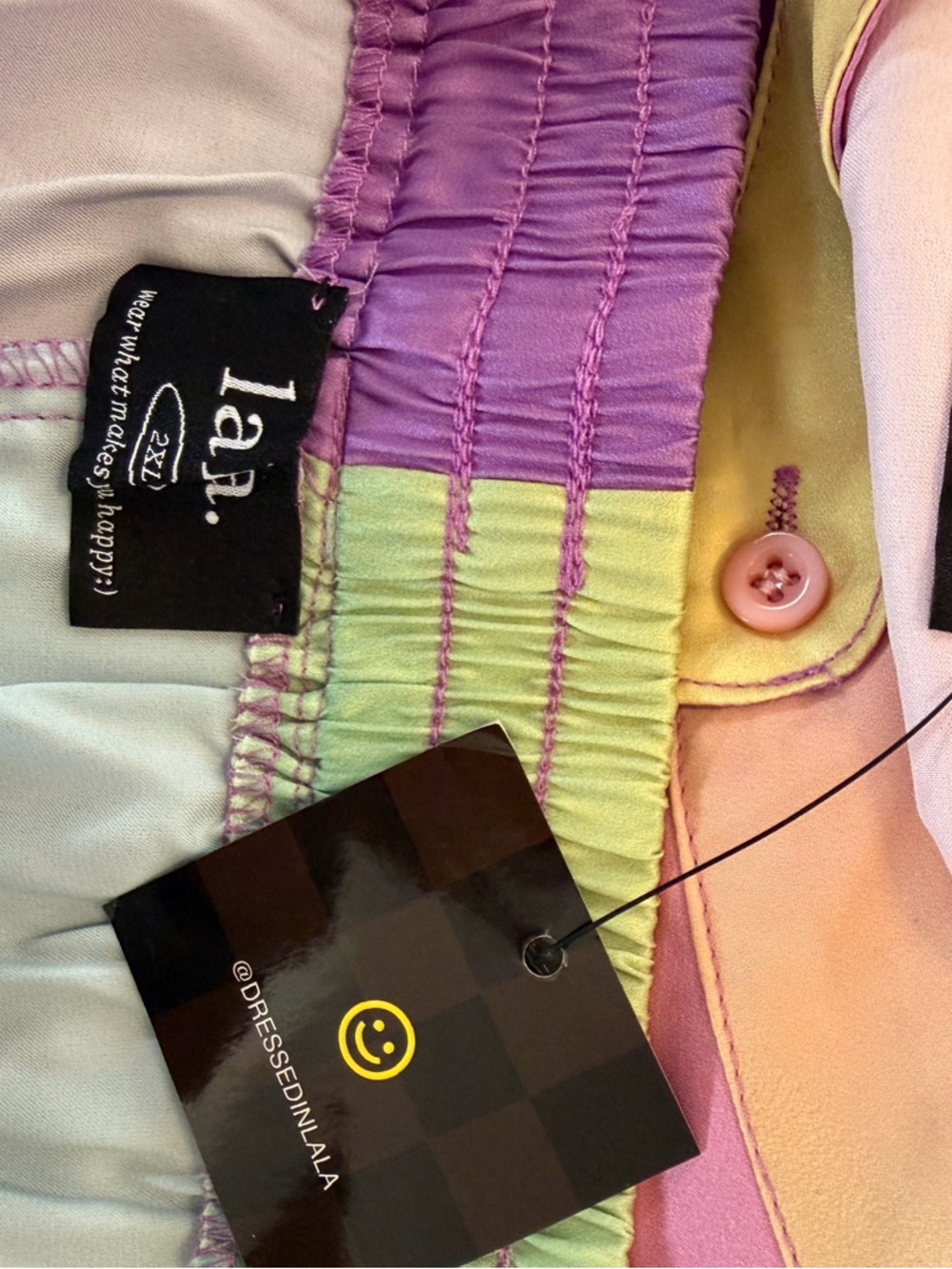 Dressed in LALA satin playsuit in pastel rainbow daydream 2XL NWT 2-pc set - Picture 7 of 7